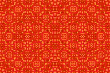 Red orange chinese seamless vector pattern. Abstract background, Decorative wallpaper.