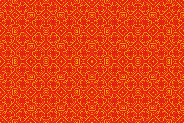 Red orange chinese seamless vector pattern. Abstract background, Decorative wallpaper.
