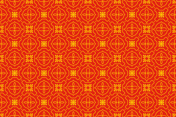 Red orange chinese seamless vector pattern. Abstract background, Decorative wallpaper.