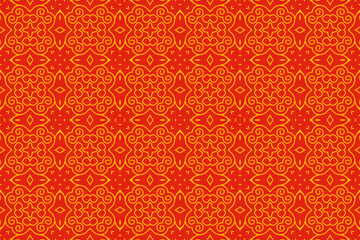 Red orange chinese seamless vector pattern. Abstract background, Decorative wallpaper.