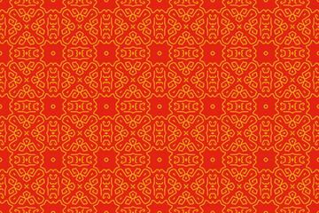Red orange chinese seamless vector pattern. Abstract background, Decorative wallpaper.