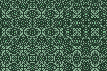 Floral pattern vector with green color. 