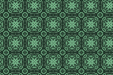 Floral pattern vector with green color. 