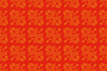 Chinese seamless pattern texture background. Seamless floral lines pattern background in asian oriental style. Geometric creative abstract red and gold pattern background print. 