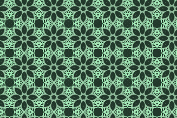 Fototapeta premium Floral pattern vector with green color. 