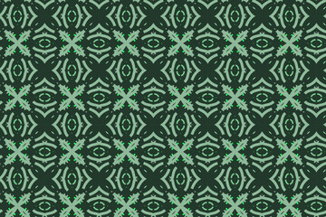Seamless abstract modern geometric floral line pattern in elegant green background