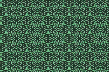 Vector geometric seamless patterns. Dark green backgrounds with modern minimal motifs. Abstract geometrical textures. Simple pattern design decor, warping papper