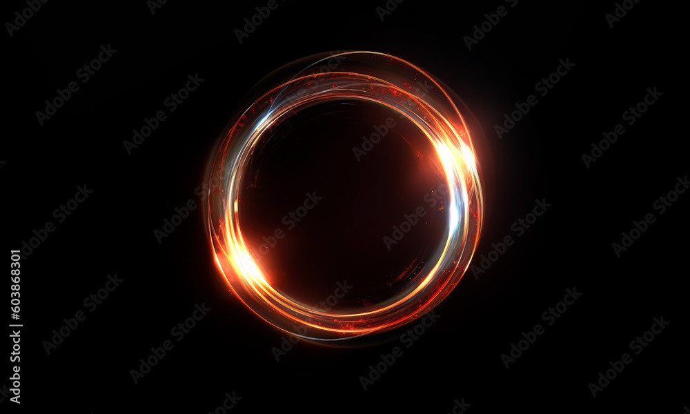 Wall mural glow swirl light effect. circular lens flare. abstract rotational lines on transparent background