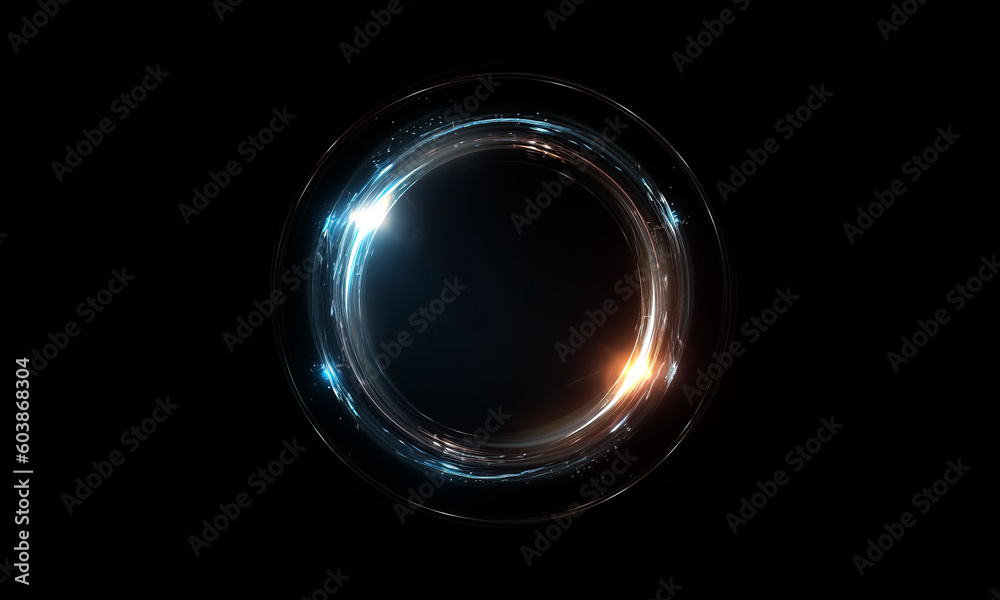 Wall mural glow swirl light effect. circular lens flare. abstract rotational lines on transparent background