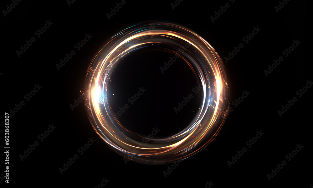 Wall mural glow swirl light effect. circular lens flare. abstract rotational lines on transparent background