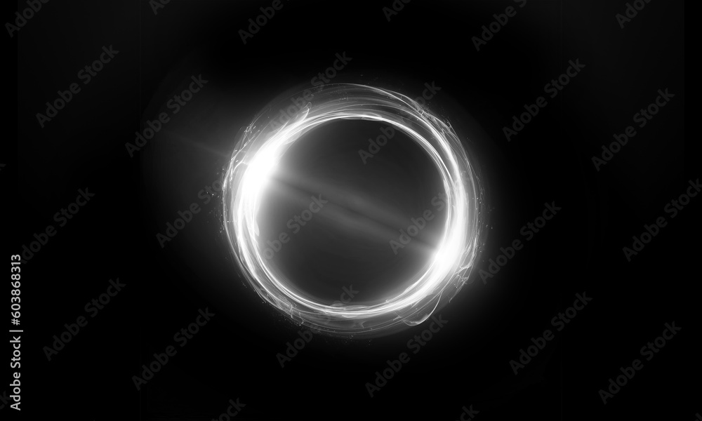 Wall mural glow swirl light effect. circular lens flare. abstract rotational lines on transparent background