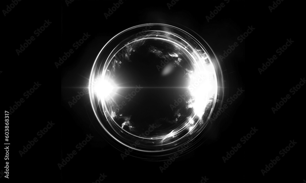 Wall mural glow swirl light effect. circular lens flare. abstract rotational lines on transparent background