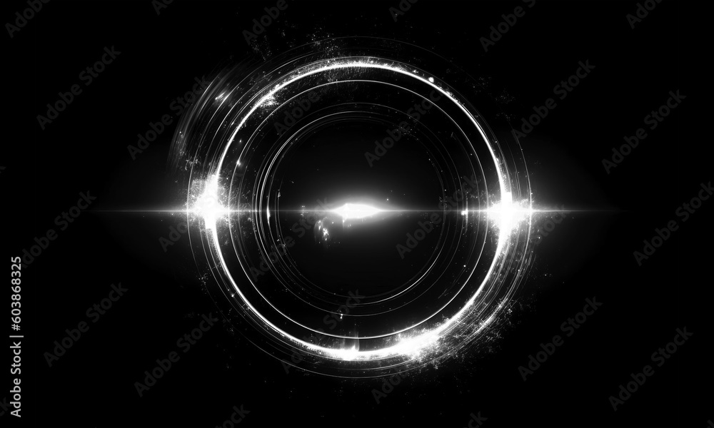 Wall mural glow swirl light effect. circular lens flare. abstract rotational lines on transparent background