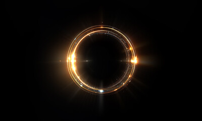 Glow swirl light effect. Circular lens flare. Abstract rotational lines on transparent background	