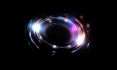 Glow swirl light effect. Circular lens flare. Abstract rotational lines on transparent background	