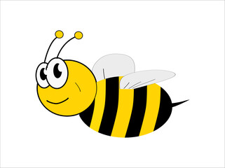 black yellow bee cartoon isolated on white