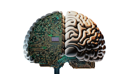 brain combined half merging with technology