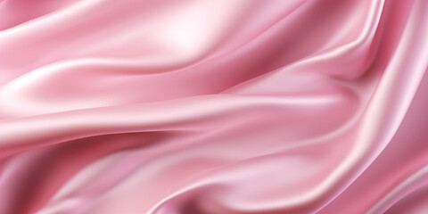 Obraz premium Baby pink silk satin background, elegant wavy fold by generative AI tools