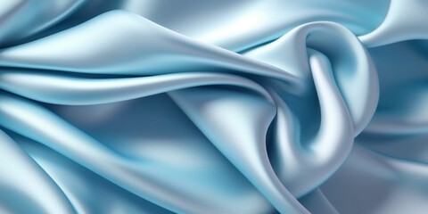 Soft blue silk satin background, elegant wavy fold by generative AI tools