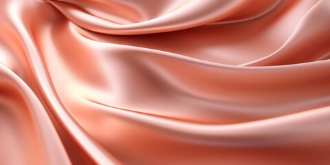 Fototapeta premium Soft peach silk satin background, elegant wavy fold by generative AI tools