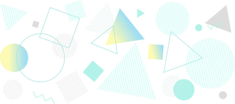 夏をイメージした爽やかな幾何学模様の背景イラスト　ジオメトリック　グラデーション　メンフィス