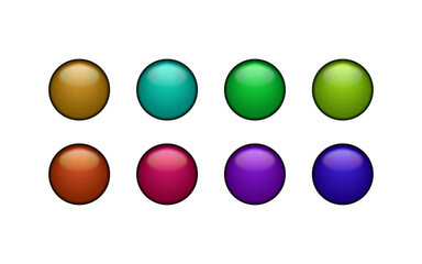 Set of colorful round buttons for website or app.