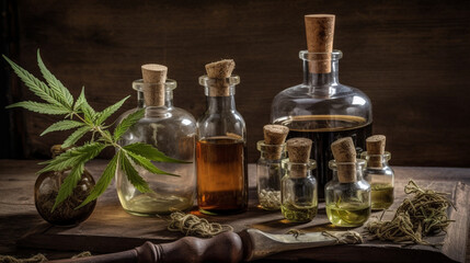 Fototapeta na wymiar medicinal THC cannabis treatments