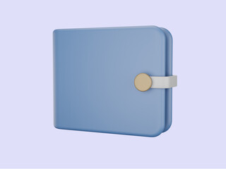 Blue wallet isolated on a white background. 3d render illustration.