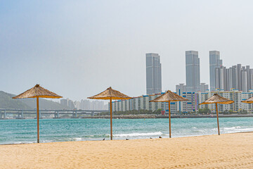 韓国　釜山　ビーチの風景
