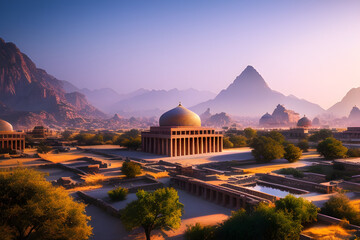 Obraz premium Ancient city landscape, orient - Generative AI