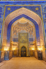 Inside view of the Tilya-Kori Mosque (Tilla-Kari) in Samarkand