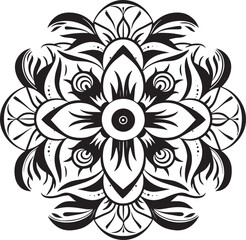 black and white floral pattern, mandala flower pattern, flower pattern isolated on white, flower pattern vector illustration
