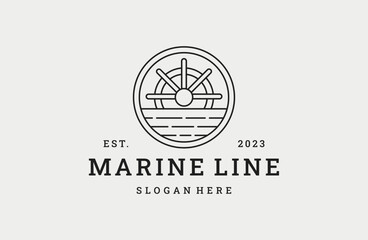 Marine logo vector icon illustration hipster vintage retro .