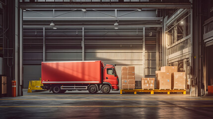 Streamlining Supply Chain, Delivery Truck Ready to be Loaded at a Distribution Center, Generative AI