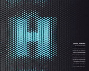 Digital space hexagon forming futuristic font set design - H