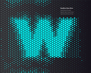 Digital space hexagon forming futuristic font set design -W