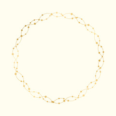 Fototapeta premium Gold Round Christmas Fairy Lights Frame Border. Abstract golden dots circle frame.