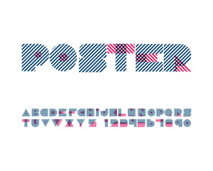 Obraz premium Geometry stripe overlapping designer font set