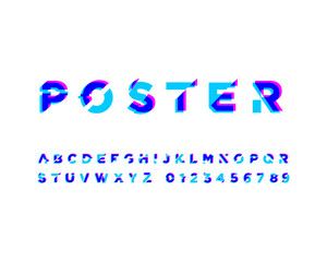stylish futuristic glitch font set design