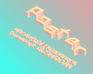 3D pastel Isometric Designer Font set in vector format