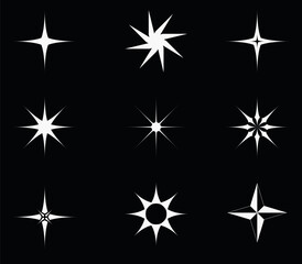 Obraz premium Set of stars in abstract vector. Simple glitter icons
