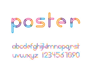 rainbow neon outlined designer font set