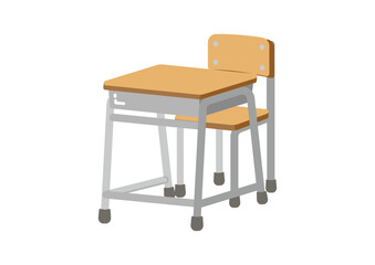学校の机と椅子のイラスト　線画なし