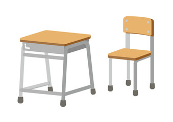 学校の机と椅子のイラスト　線画なし