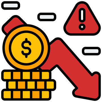 financial crisis concept: coin, arrow, warning clip art preview