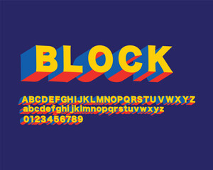 Naklejka na ściany i meble Primary color block font set design