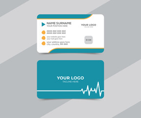 Professional medical-style business card design template. Medical healthcare or hospital and doctor name card template.
