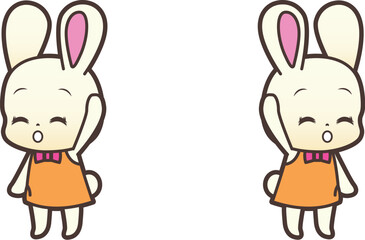 手を振るうさぎ