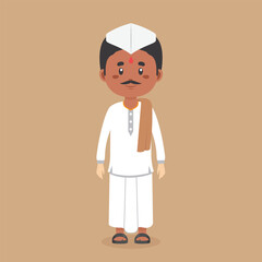 India Farmer Character Cartoon