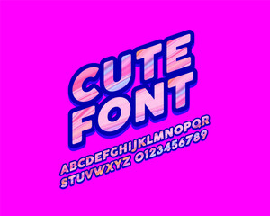 The colorful lovely cute designer font set - italic version